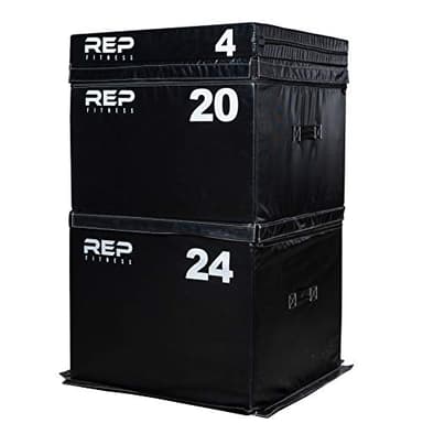 REP Fitness Stackable Soft Foam Plyo Box 4, 20 & 24" Set, Adjustable Plyometric Jump Box for Home Gym Workouts, Jumping Platform for Exercise, Step Training, HIIT & CrossFit
