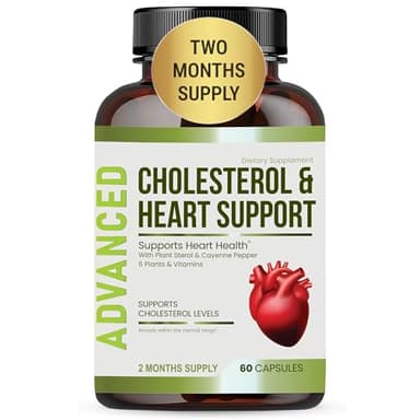 Heart Health Cholesterol Supplements - Cholesterol Health & Heart Support with Plant Sterols, Niacin & Garlic Powder.Vitamins Pills for Healthy Cholesterol and Healthy Heart.Two Months Supply.