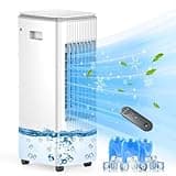 Portable Air Conditioner Ac Unit,BIESQYA Evaporative Swamp Cooling Fan with Humidifier,3-IN-1 windowless Ventless cooler for Room Offices,Remote,3 Speed,7H Timer,3L Water Tank,3 Ice Pack