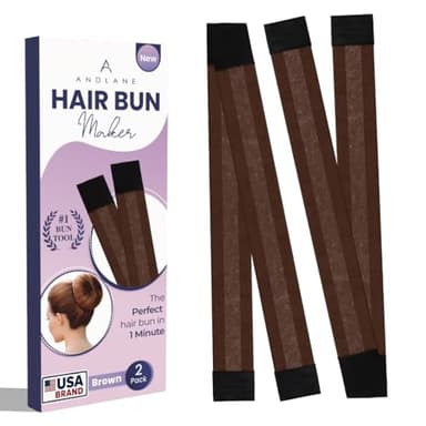 Andlane French Hair Bun Maker - Easy Donut and Bun makers for Women's hair & Kids - for Shaping medium length and normal thickness hair into Perfect Bun (Brown - Pack of 2)