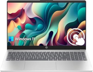 HP 2024 Pavilion 15.6" HD Touchscreen Laptop, 8GB RAM, 128GB SSD Storage, Intel Core Processor, Type-C, HDMI, Backlit Keyboard, Windows 11 Home, Silver (Renewed)