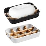 Aoheuo Modern Bamboo Fiber (2 Pack) Soap Holder and Soap Dish Combination (Removable),5.12 Long by 3 Wide, 0.98 inches high, Used in Kitchens, bathrooms, and bar Sinks