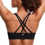 CRZ YOGA Women's Strappy Sports Bras Fitness Workout Padded Yoga Criss Cross Back Cami Black X-Small