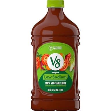 V8 Low Sodium Original 100% Vegetable Juice, 64 fl oz Bottle