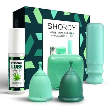 SHORDY Menstrual Cups Set with Applicator & Lube – Reusable Period Cups (Small & Large) for Beginners & Experienced Users – 12-Hour Protection, Feminine Care Kit, Alternative to Disc, Tampons & Pads