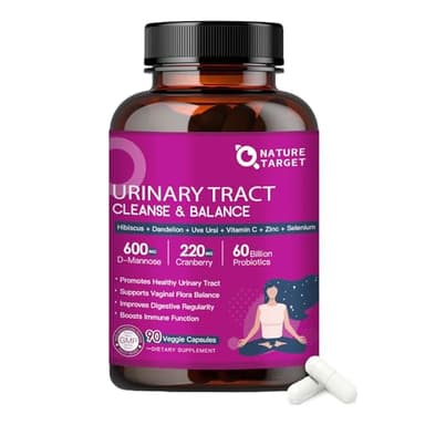 NATURE TARGET Probiotics for Women Urinary Tract Health with D Mannose & Cranberry - 60 Billion CFUs Vaginal Probiotics for Digestive Health, UTI & PH Balance with Prebiotics - 90 Capsules