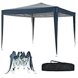CAMORSA Pop Up Gazebo, 3x3m Waterproof Gazebo with Powder Coated and Aluminum Alloy Frame, Outdoor Heavy Duty Gazebo with Carrying Bag, Folding Anti-UV Marquee Tent for Garden Party Wedding, Blue
