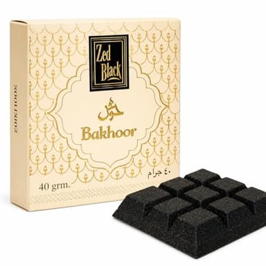 Zed Black Oud Bakhoor Incense – 40 Grams (9 Cubes) | Premium Aromatic Resin | Long-Lasting Arabian Fragrance for Prayer Time, Home, Meditation & Relaxation.