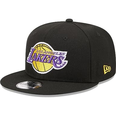 New Era Unisex-Adult NBA 9FIFTY Team Color Primary Logo Adjustable Snapback Hat Cap One Size Fits All - Los Angeles Lakers Black