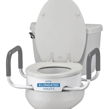 NOVA Raised Toilet Seat with Handles for Seniors – Elongated Toilet Riser with Safety Grab Bars, Elevated Toilet Seat for Elderly, Disabled & Post-Surgery Support - Elongated Toilet