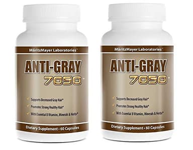 Anti-Gray Hair 7050 Helps Restore Natural Hair Color 60 Capsules Per Bottle (2 Bottles)