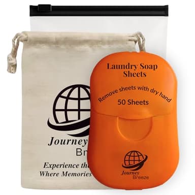 Travel Laundry Detergent Sheets 50 Pack – Compact Travel Detergent for Sink Washing, Lightweight Laundry Detergent Strips for Clothes on Trips, Hotels & Cruises