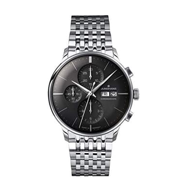 Junghans Watch Mens Meister Chronoscope Stainless Steel Sunray Dark Grey Dial Day Date 027/4324.45