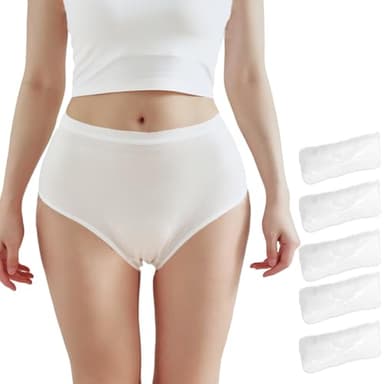 STARLY Disposable Underwear for Women High Waist Comfy Travel Briefs Independent Packing Fast Drying Panties (White,5-Pack,XL)