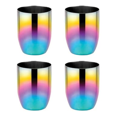 Ahimsa Stainless Steel Kids Cups, Pediatrician Designed, Colorful Toddler Cups for Open Cup Training, 8oz, 100% BPA Free & Dishwasher Safe, Rainbow, Set of 4