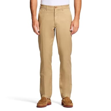 IZOD Men's Flat Front Straight Fit Performance Stretch Chino Pant, Cedarwood Khaki, 36Wx30L