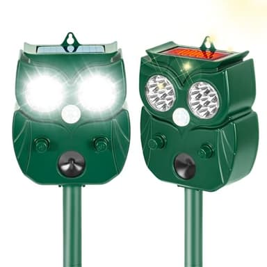 Solar Ultrasonic Animal Repellent Outdoor, 2Pack Waterproof Deer Repellent Devices with RIP Motion Sensor LED Flashing Lights, Cat, Raccoons, Skunks, Rabbits Deer Deterrent Outdoor