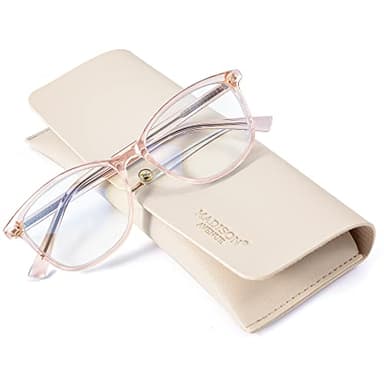 Madison Avenue Square Vintage TR90 Blue Light Blocking Reading Glasses for Women with Case, Anti Glare/Eyestrain Computer Readers Transparent Brown 2.0