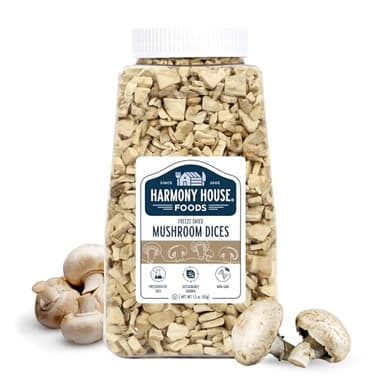 Harmony House Foods Freeze-Dried Mushroom Dices (1.5 oz, Quart Size Jar)