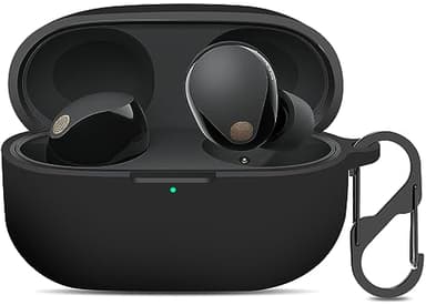 LDSXAY Compatible with Sony WF-1000XM5 Case Cover, Silicone Protective Skin Case for Sony XM5 Wireless Earbuds, Front LED Visible (Black)