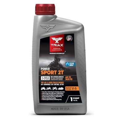 TRIAX Power Sport 2T Full Synthetic, All Season, 2 Cycle Engine Oil | For Powersports Premix & Direct Injector Engines in ATVs, UTVs, Snowmobiles, Wave Runners, JetSkis & Dirt Bikes (1 Quart)