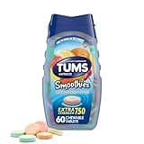 TUMS Smoothies Extra Strength Antacid Chewable Tablets for Heartburn Relief, Assorted Fruit - 60 Count (Pack of 1)