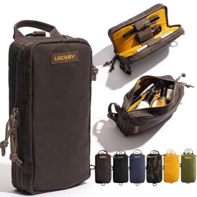 LOCHBY® Venture Pouch | Multipurpose Tactical Mini Tool Bag | Water Resistant Waxed Canvas | Dual-Sided Zipper Pouch | for Motorcycle, Bike, EDC, Pen, Pencil, Art, Tech & Travel