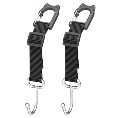 QUIDAOSO Purse Hook for Car, Adjustable Headrest Hooks for Car with Carabiner, 100 LBS Heavy Duty Metal Car Seat Hooks for Purses and Bags, Easy Install Car Bag Hooks (2 Pack)