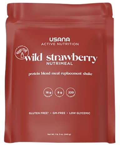 USANA Nutrimeal Meal Replacement Shake - Wild Strawberry - NON-GMO - Gluten Free - Low Glycemic - 540 Grams - 9 Servings