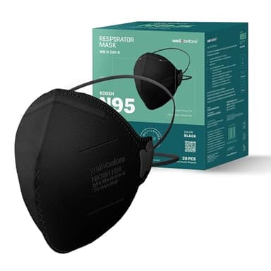 Well Before N95 Mask - NIOSH Approved Respirator (Black, Pack of 20), Lightweight design, Breathable and comfortable for long periods of wear, N95 Masks For Adults