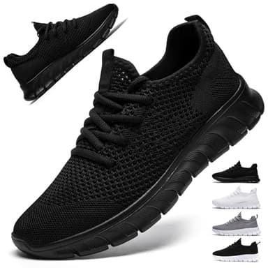 DaoLxi Women Running Shoes Tennis Sneakers Slip on Walking Black Gym Non Slip Work Workout Jogging Shoe Size 6.5