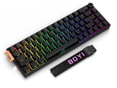 ZMX x BOYI 66Pro-Flash Magnetic Switch Aluminum Gaming Keyboard,60% Hall Effect Rapid Trigger Adjustable Actuation Custom RGB Backlit USB-C Wired Mechanical Keyboard with Side Printed Keycaps,Knob