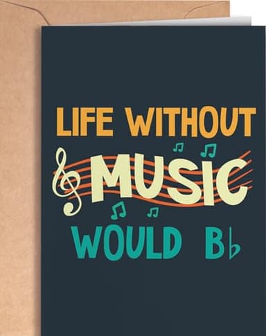 Music Birthday Card for Women, Men - Music Note Themed Pun Thank You Cards for Teacher, Valentine's Day or Christmas for her, him - Musician, Guitarist, Pianist Lover Appreciation, Retirement - NUM 23