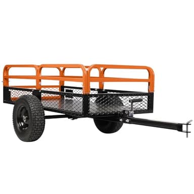 Heavy Duty Utility Trailer, 1600 LB Capacity, 15 Cu.Ft ATV Trailer Pull Behind with Removable Sides & All Terrain Tires, Lawn Tractor Dump Cart for Garden Yard, Orange