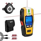 PREXISO 2-in-1 Stud Finder with Laser Level, Rechargeable Multi Surface Cross Line Laser & Wall Stud Scanners Tool for Hanging Frames & Picture, Wood Ac Wire Metal Studs Joist Pipe Detection