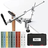 RUIXIN PRO RX-009 Professional Knife Sharpener with 10 Whetstones, 360° Rotation Flip Design Fixed-Angle Stainless Steel Kitchen Chef Knife Sharpening Kit Abrasive Holding System Tools