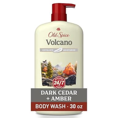 Old Spice Cleansing Body Wash for Men, 24/7 Shower Fresh with Lasting Scent, Exfoliate & Moisture, Gentle on Skin, Vitamin B3, Volcano with Dark Cedar + Amber Scent, 30 oz