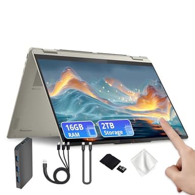 Lenovo Yoga 7 2-in-1 16" WUXGA Touchscreen Laptop, AMD Ryzen AI 5 340, 16GB LPDDR5X, 2TB Storage (1TB SSD&1TB Docking), Backlit Keyboard, Fingerprint, Wi-Fi 7, FHD Webcam, Win 11, Seashell