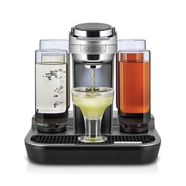 Bartesian Professional Cocktail Machine and Margarita Maker - High Capacity Bar Cocktail Mixer with 5 Premium Glass Bottles for Parties and Entertaining - Push-Button Technology and Easy Clean Design