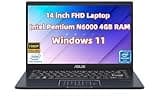 NewASUS Business & Student Laptop 14 inch FHD Display Intel.Pentium N6000 Processor 4GB Memory 64GB eMMC Webcam Wi-Fi HDMI USB-C Touchpad up to 10 Hrs Long Battery Life Win 11 Home in S Mode Black