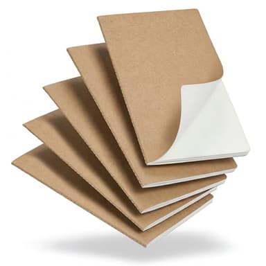 Foliom 5 Pack Kraft Notebooks Bulk A5, 60 Pages Blank Unlined Journals, 8.3x5.5 Inches, Natural Kraft Cover Composition Notebooks for School Office Students Artists