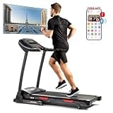 Sunny Health & Fitness Premium Folding Incline Treadmill with Pulse Sensors, One-Touch Speed Buttons, Shock Absorption, Optional Bluetooth with Exclusive SunnyFit App