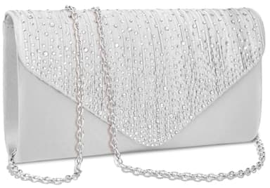 BBjinronjy Clutch Purses for Women Evening Bag Formal Rhinestone Handbags for Wedding Party Cocktail Prom Dinner Shoulder Envelope (Silver)