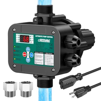 Smart Adjustable Pressure Switch for Well Pump, Automatic Water Pumps Switch, Dry-running Protection for Submersible/Shallow Well/Garden/Jet/Self-priming Pump, Power&Pump Cable Included, NPT1"&G1"