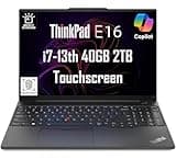 Lenovo ThinkPad E16 Business Laptop (16" FHD+ Touchscreen, Intel 13th Gen 10-Core i7-1355U, 40GB RAM, 2TB SSD) Backlit, Fingerprint, FHD Webcam, Ethernet, Thunderbolt 4, Win 11 Pro w/ AI Copilot