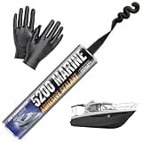 [Black] 5200 Marine Sealant - Fast Cure, High Bond Strength, UV Resistant Underwater Sealant, Marine Adhesive Sealant for Boats, Hulls, Decks, & RVs Marine Sealant Black with Gloves, Nozzle 10oz
