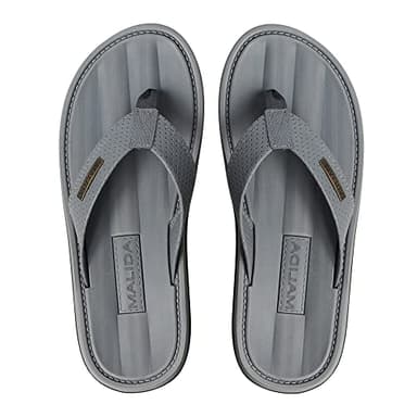 MALIDA Mens Flip Flops Non-Slip Bathroom Shower Shoes Waterproof Cushion foam Indoor and Outdoor Thong Sandals,Grey US 11