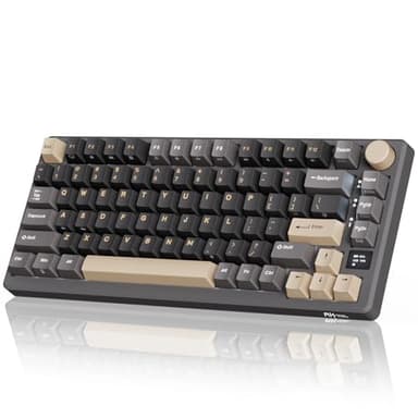 RK ROYAL KLUDGE M75 Wireless Mechanical Keyboard 2.4Ghz/BT5.1/USB-C Gaming Keyboard 75% Layout 81 Keys Gasket Mount with OLED Display & Knob RGB Backlight Hot-Swappable Light Switch, Grey