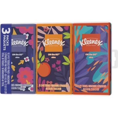 KLEENEX Go Pack Facial Tissue, 3 ea