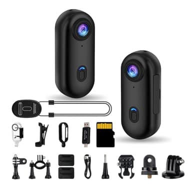 i3 4K Small POV Body Camera with Audio and Video Recording Accessories Kit Bundle, Thumb Size, Chest Wearable Mini Action Cam for Sports, Skiing, Vlogging, Motorcycle Helmet Camera(with 64G Card)